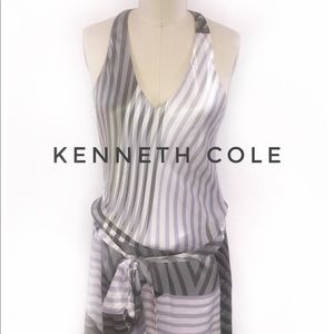 Kenneth Cole 100% Silk Blue & Gray Wave 🌊 Dress!
